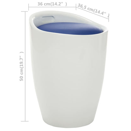 Storage Stool White and Blue Faux Leather