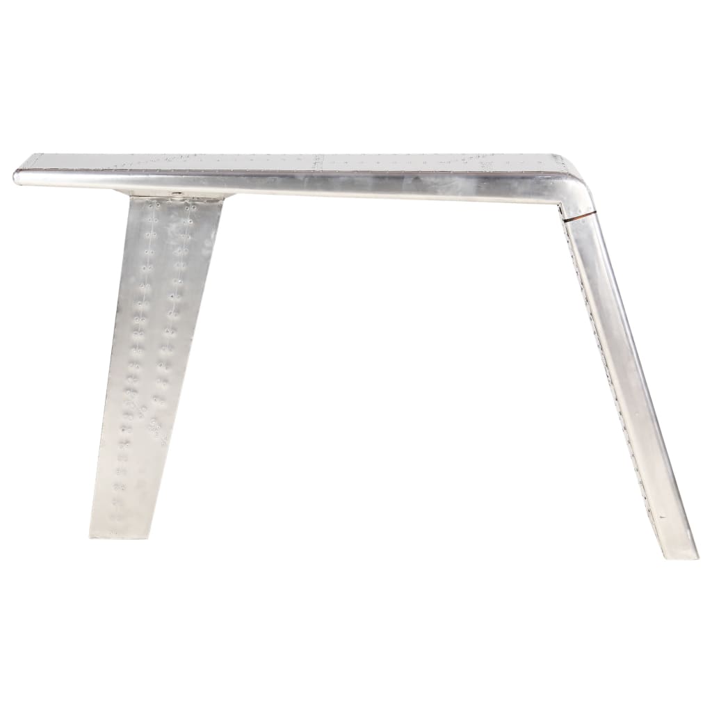 Aviator Desk Silver Metal and MDF Medium Industrial