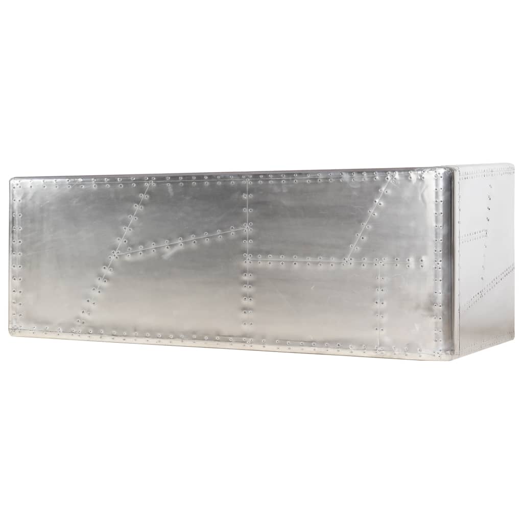 Aviator Desk Silver Metal and MDF Medium Industrial
