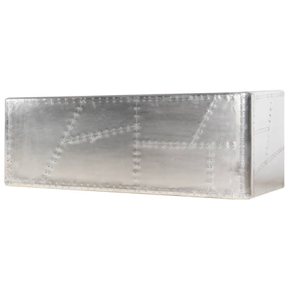 Aviator Desk Silver Metal and MDF Medium Industrial