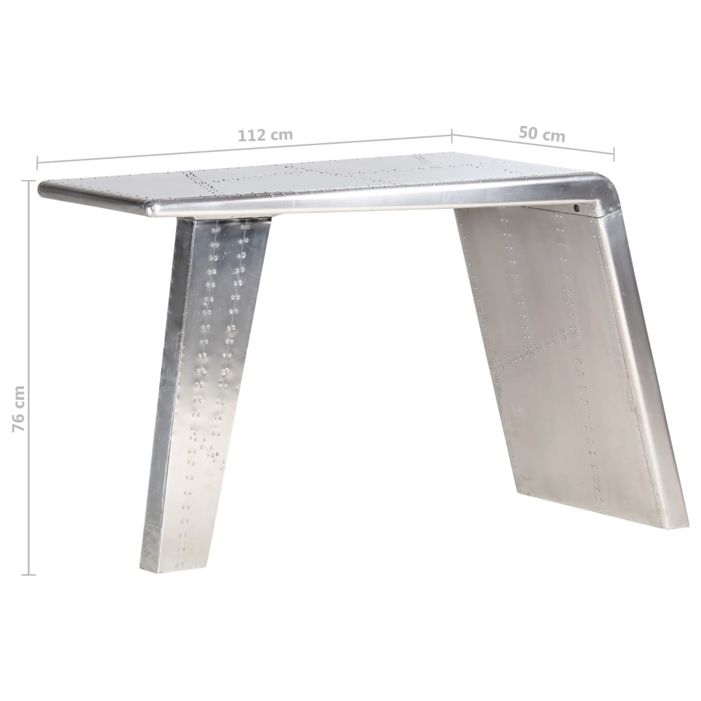 Aviator Desk Silver Metal and MDF Medium Industrial