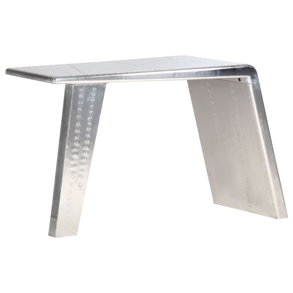 Aviator Desk Silver Metal and MDF Medium Industrial