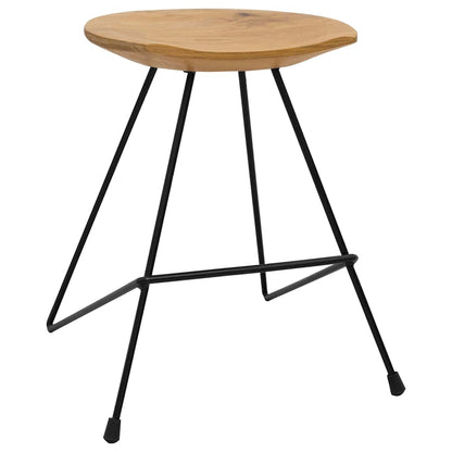 Stool Natural Solid Teak Wood Compact Sturdy Stool Round