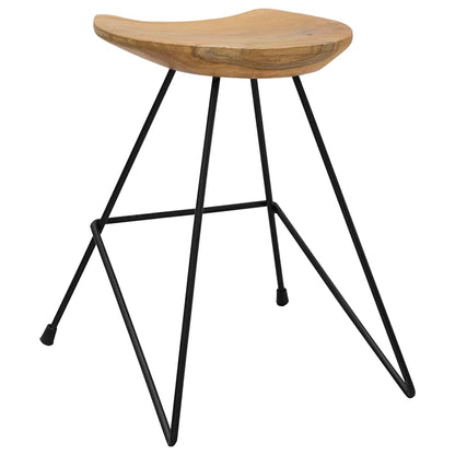 Stool Natural Solid Teak Wood Compact Sturdy Stool Round