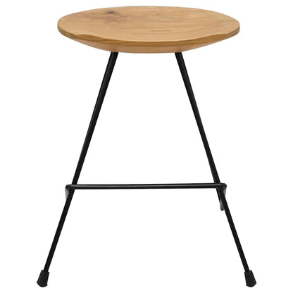 Stool Natural Solid Teak Wood Compact Sturdy Stool Round