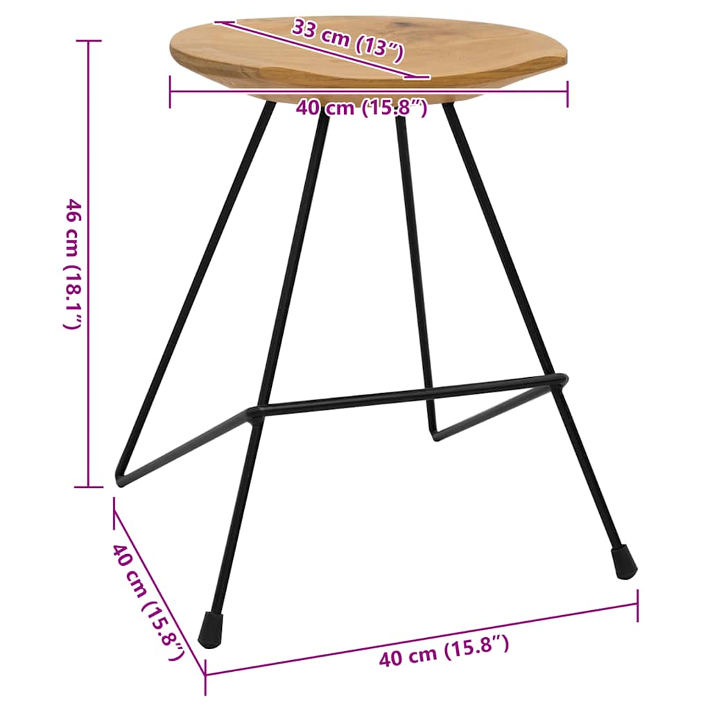 Stool Natural Solid Teak Wood Compact Sturdy Stool Round