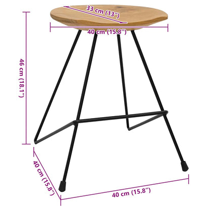 Stool Natural Solid Teak Wood Compact Sturdy Stool Round