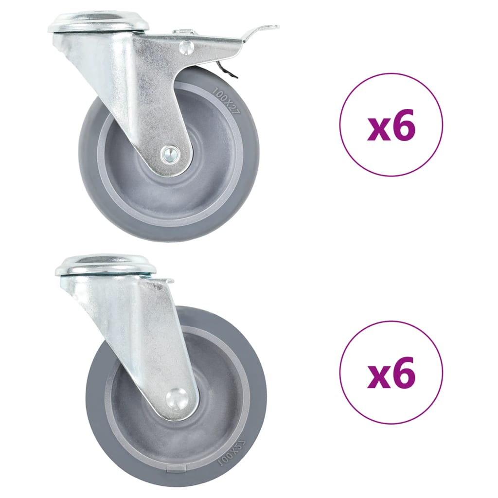 12 pcs Bolt Hole Swivel Casters 3.94 " (3x143432)