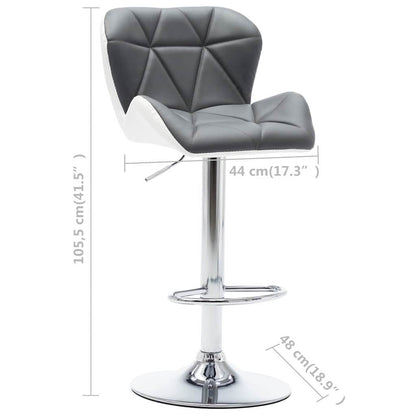 Bar Stool Grey 17.32 x 18.90 x 41.54 in Faux Leather