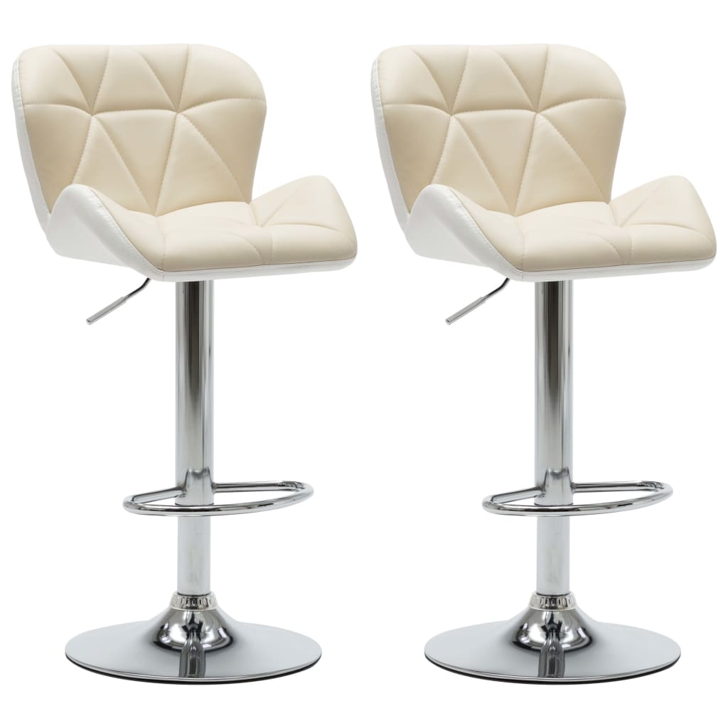 Bar Stools 2 pcs Cream Faux Leather