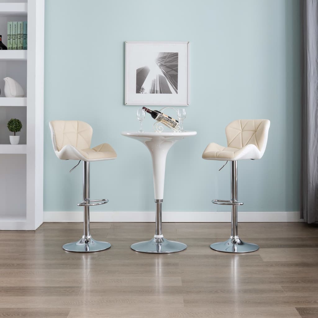 Bar Stools 2 pcs Cream Faux Leather