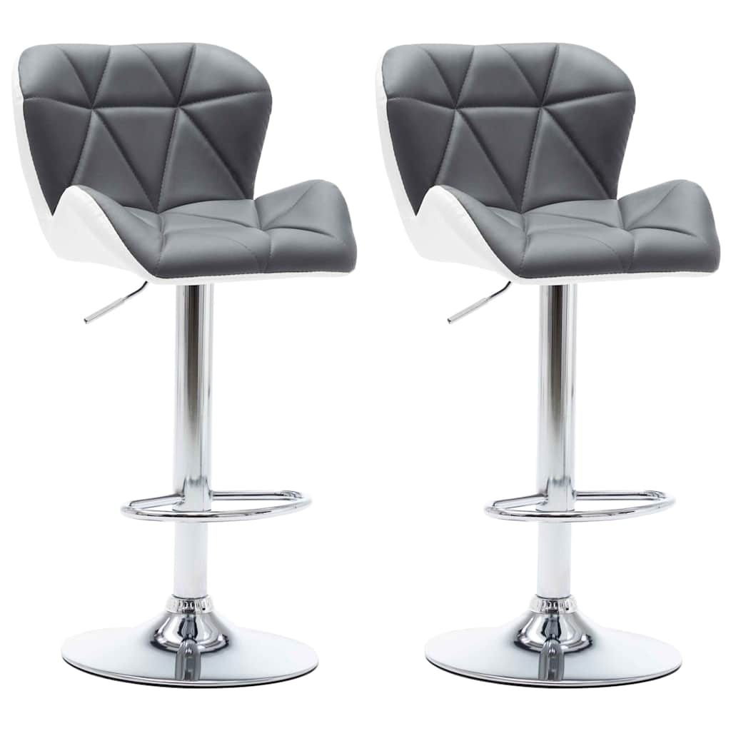 Bar Stool 2 pcs Grey 17.32 x 18.90 x 41.54 in Faux Leather