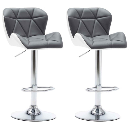 Bar Stool 2 pcs Grey 17.32 x 18.90 x 41.54 in Faux Leather