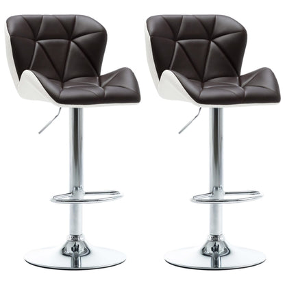 Bar Stool Set of 2 Brown, Chrome Faux leather, Chrome-plated steel