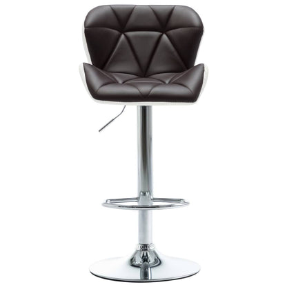 Bar Stool Set of 2 Brown, Chrome Faux leather, Chrome-plated steel