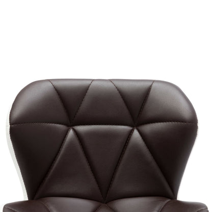 Bar Stool Set of 2 Brown, Chrome Faux leather, Chrome-plated steel
