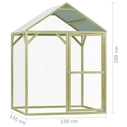 Chicken Cage Green Impregnated Pinewood 4.9x4.9x6.6 ft Durable
