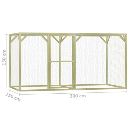 Chicken Cage Green and Silver Treated Pinewood & Galvanized Steel