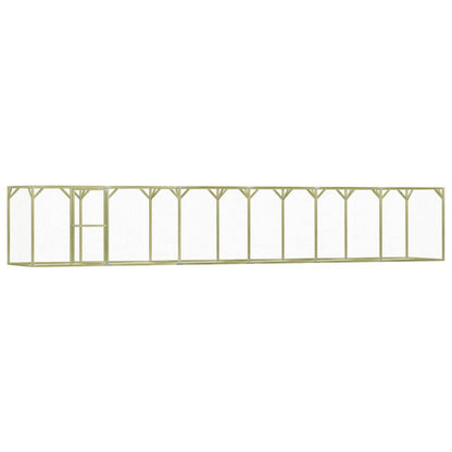 Chicken Cage Green and Silver Treated Pinewood, Galvanized Steel Wire