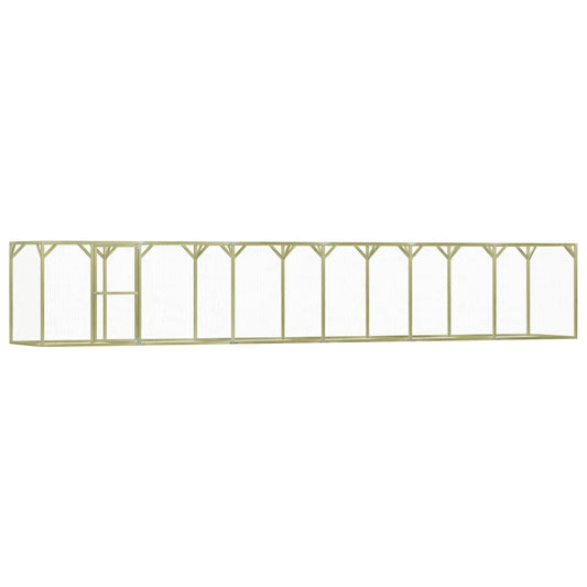 Chicken Cage Green and Silver Treated Pinewood, Galvanized Steel Wire