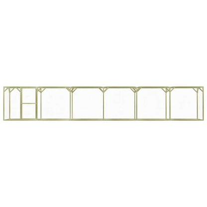 Chicken Cage Green and Silver Treated Pinewood, Galvanized Steel Wire