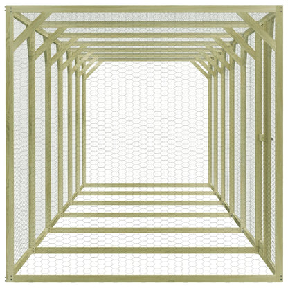 Chicken Cage Green and Silver Treated Pinewood, Galvanized Steel Wire