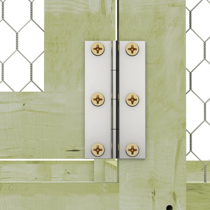 Chicken Cage Green and Silver Treated Pinewood, Galvanized Steel Wire