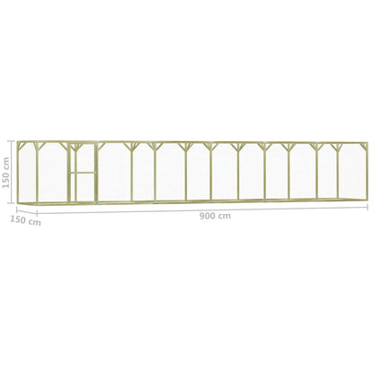 Chicken Cage Green and Silver Treated Pinewood, Galvanized Steel Wire