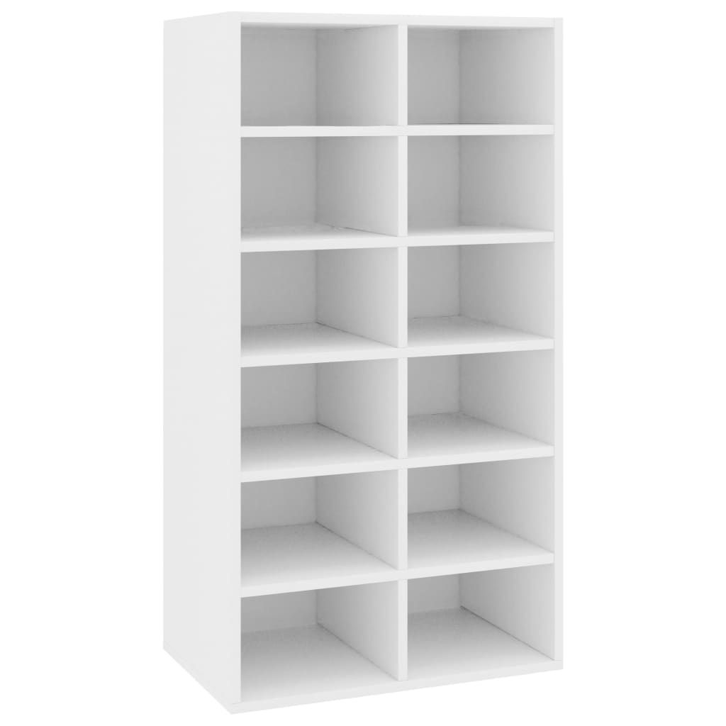 Shoe Rack White 21.3x13.4x39.6" Engineered Wood