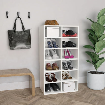 Shoe Rack White 21.3x13.4x39.6" Engineered Wood