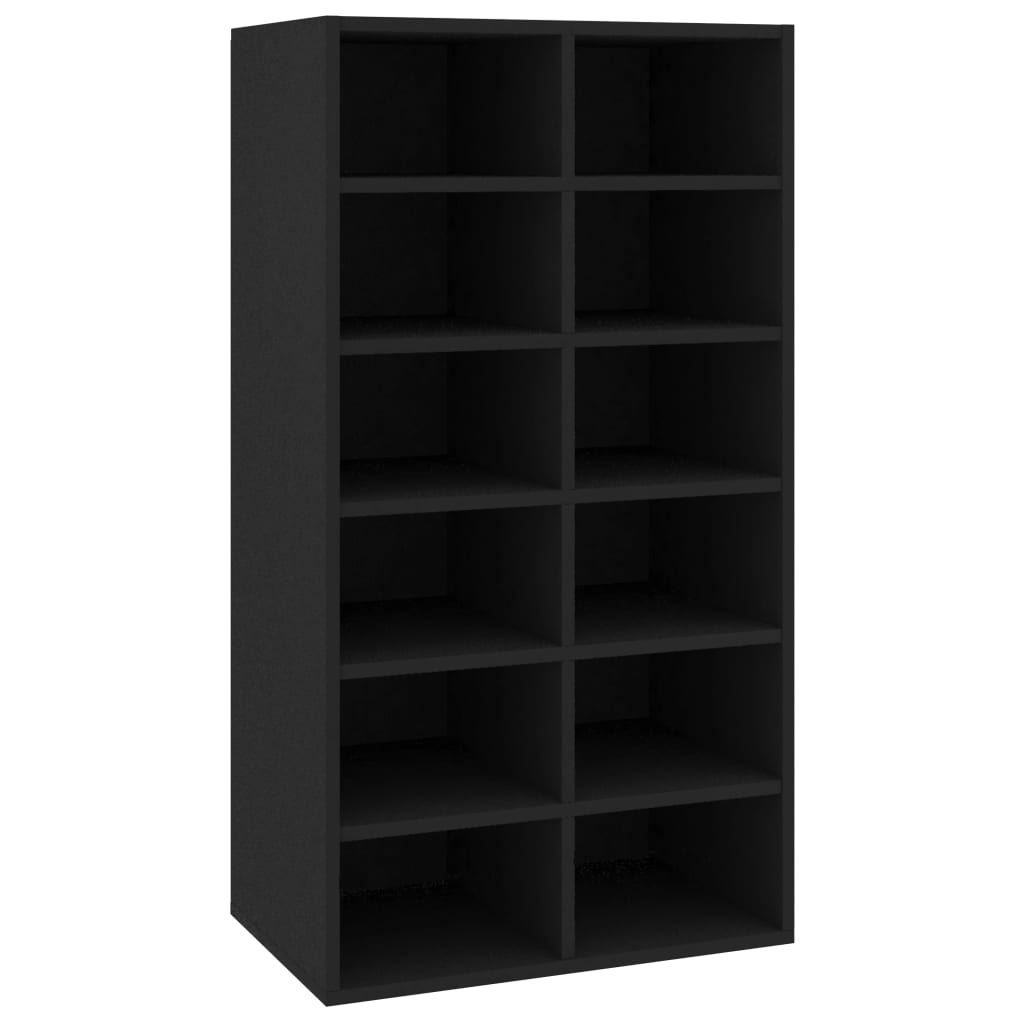 Shoe Rack Black 21.3x13.4x39.6" Engineered Wood
