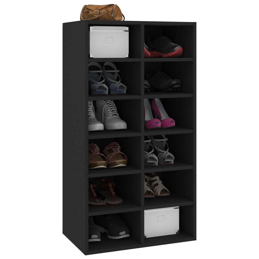 Shoe Rack Black 21.3x13.4x39.6" Engineered Wood