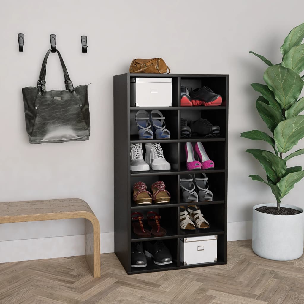 Shoe Rack Black 21.3x13.4x39.6" Engineered Wood