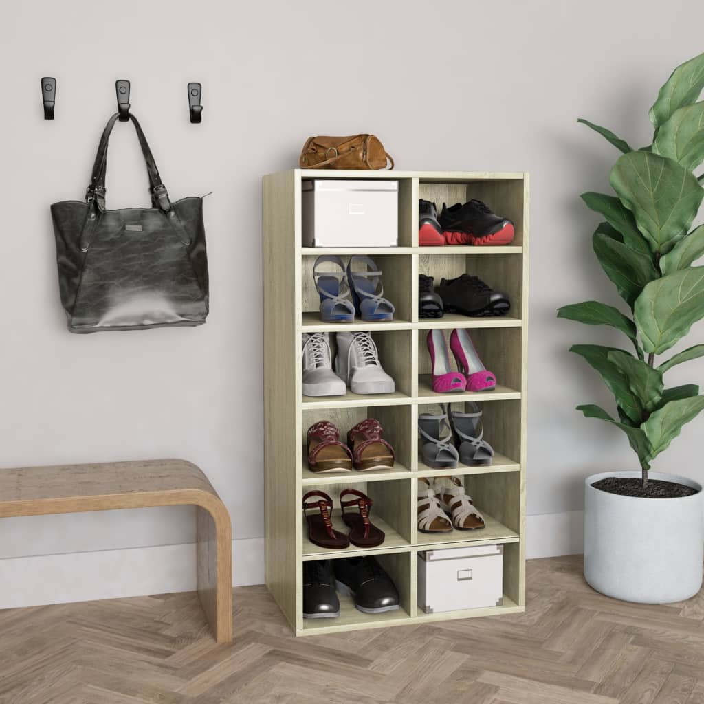 Shoe Rack Sonoma Oak 21.3x13.4x39.6" Engineered Wood