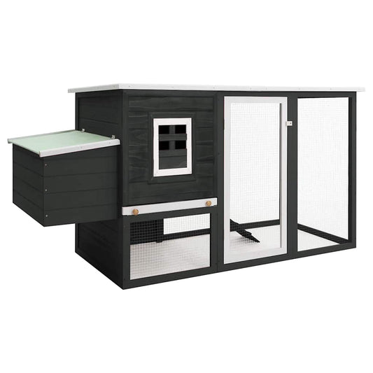 Outdoor Chicken Cage Hen House with 1 Egg Cage Gray Wood