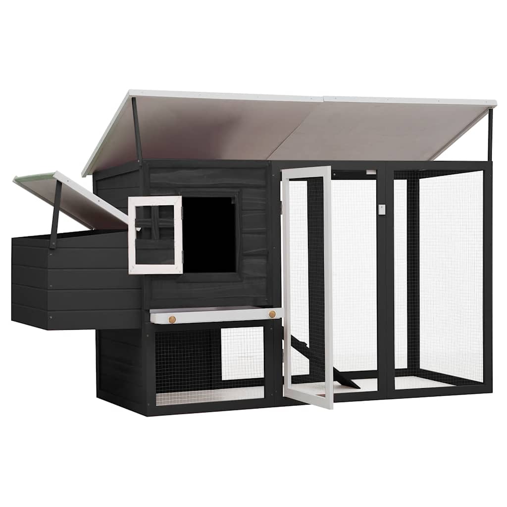 Outdoor Chicken Cage Hen House with 1 Egg Cage Gray Wood