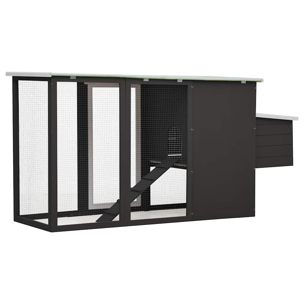 Outdoor Chicken Cage Hen House with 1 Egg Cage Gray Wood