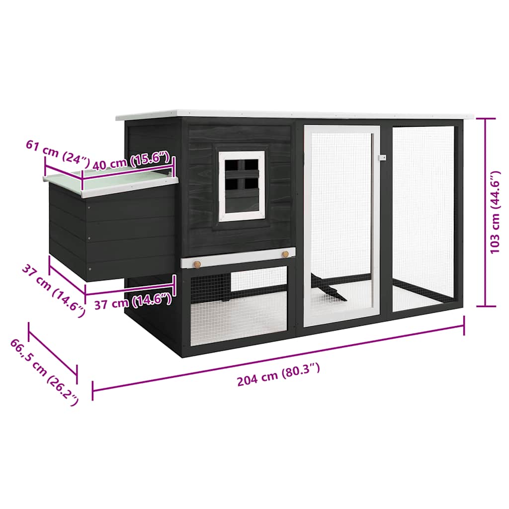 Outdoor Chicken Cage Hen House with 1 Egg Cage Gray Wood