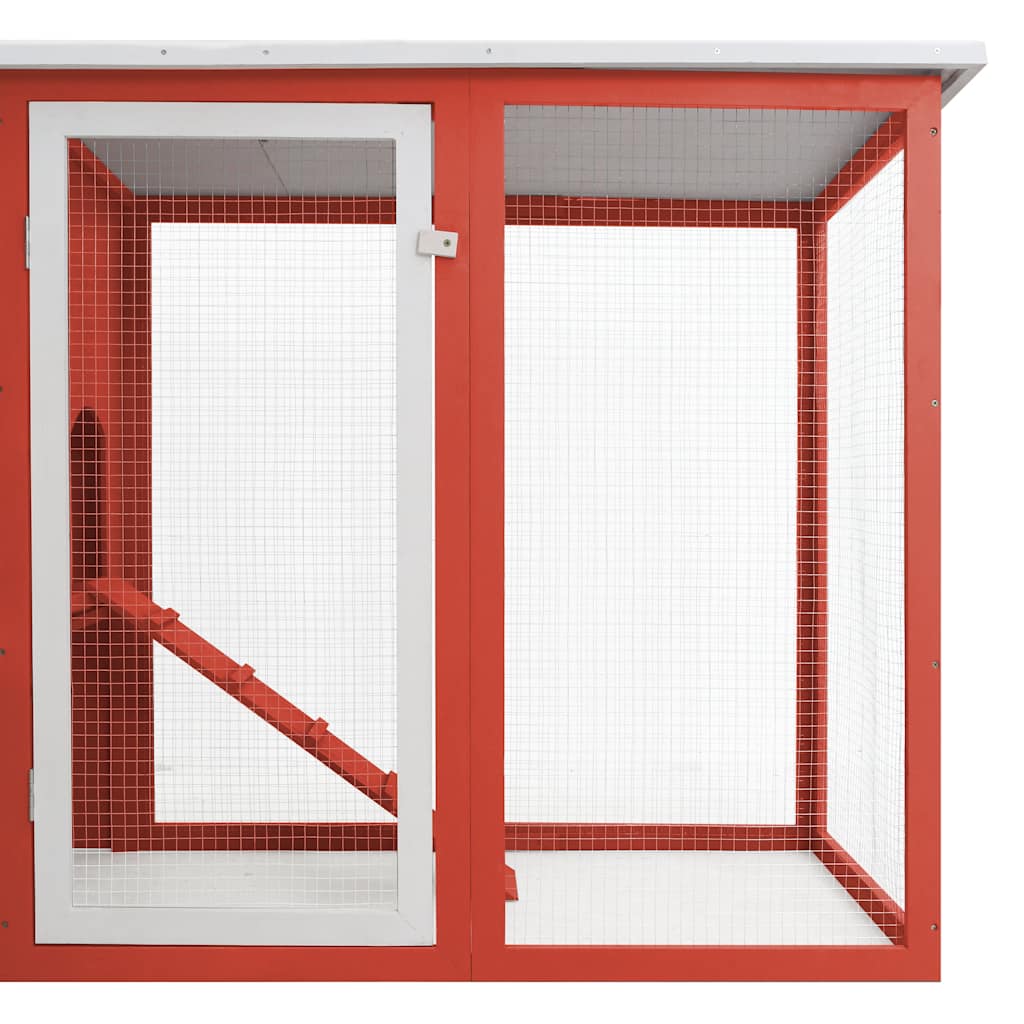 Outdoor Chicken Cage Hen House with 1 Egg Cage Red Wood