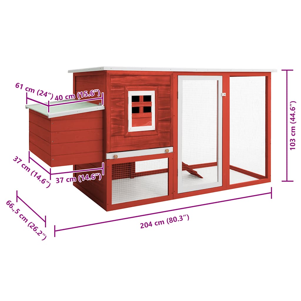 Outdoor Chicken Cage Hen House with 1 Egg Cage Red Wood