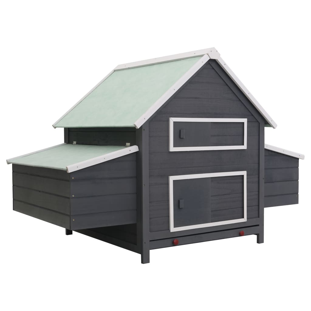 Chicken Coop Grey and white Pinewood, plywood