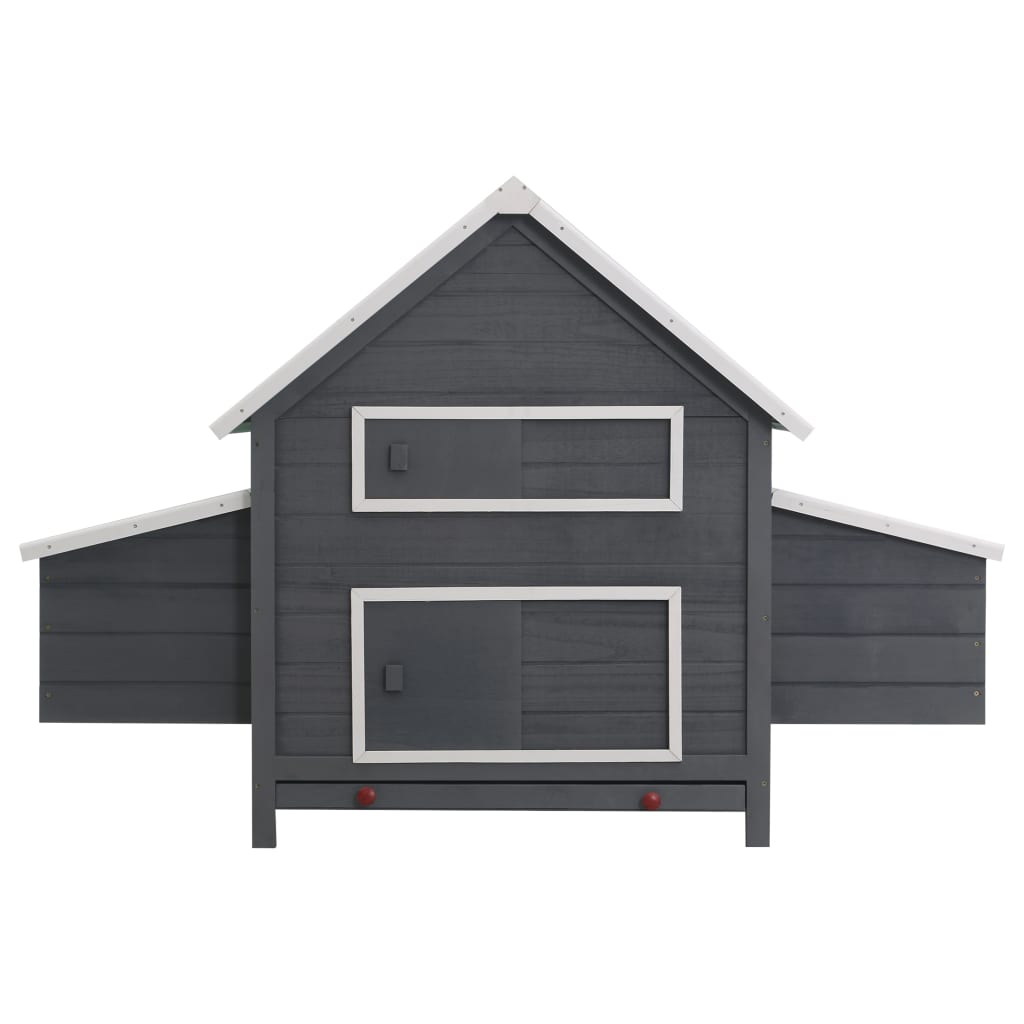 Chicken Coop Grey and white Pinewood, plywood