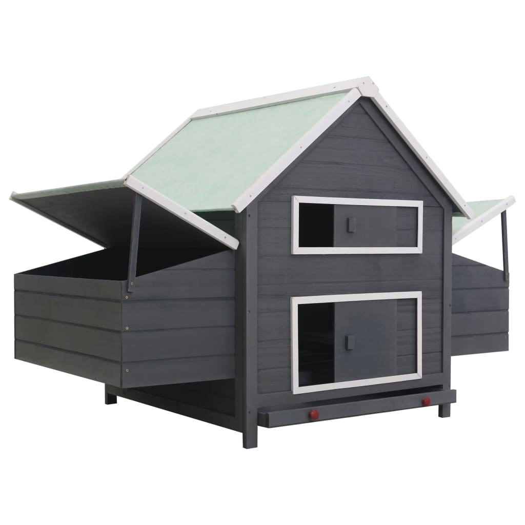 Chicken Coop Grey and white Pinewood, plywood