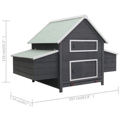 Chicken Coop Grey and white Pinewood, plywood