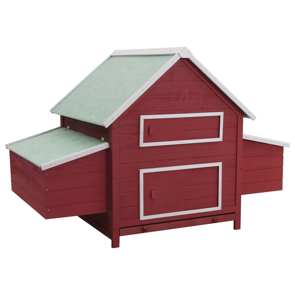 Chicken Coop Red and white, Green roof