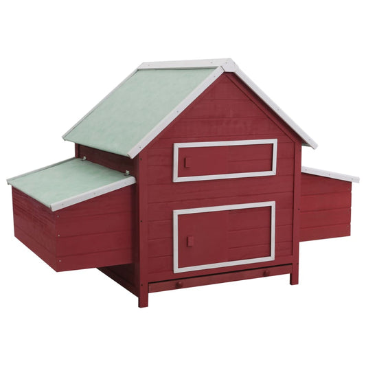 Chicken Coop Red and white, Green roof