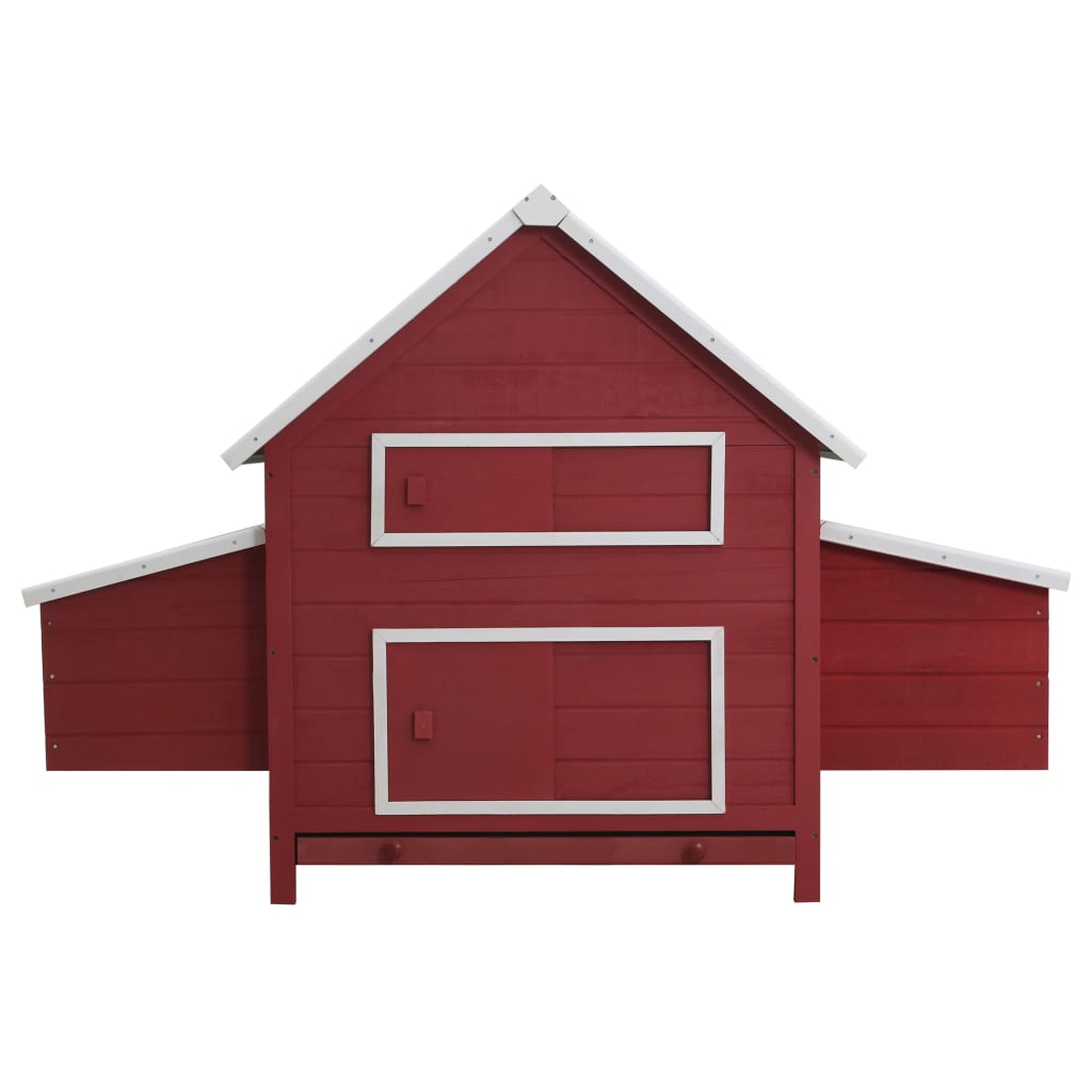 Chicken Coop Red and white, Green roof