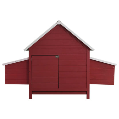 Chicken Coop Red and white, Green roof