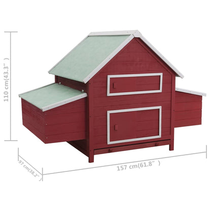 Chicken Coop Red and white, Green roof