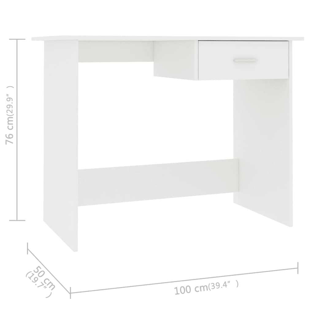 Desk White 39.4"x19.7"x29.9" Engineered Wood